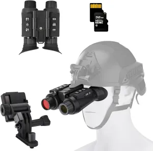 Head-Mounted Night Vision Goggles for Adults, 4K 3D Visual Digital Night Vision Binocular with Head Strap and 32GB Memory Card, 7 Gear Infrared, 8X Digital Zoom