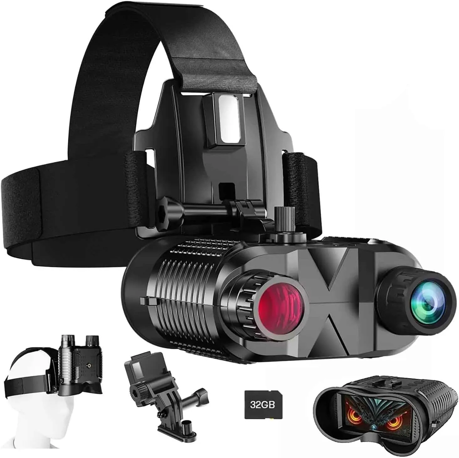 Head-Mounted Night Vision Goggles for Adults, Night Vision Binoculars with 4 Color Modes 8X Magnification, Long Rang Infrared Goggles Night