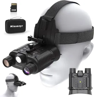 Head-Mounted Night Vision Goggles - Hands Free Night Vision Binoculars for Adults, 1312FT Digital Infrared Goggles with White Light Lamp, 8X Digital Zoom