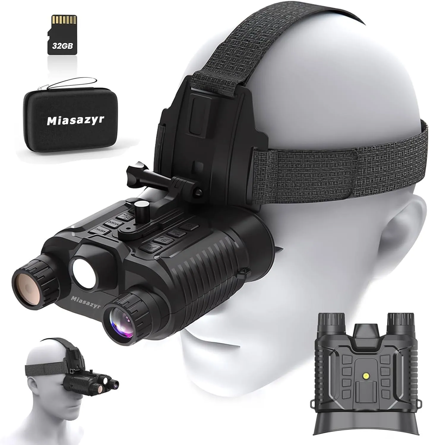Head-Mounted Night Vision Goggles - Hands Free Night Vision Binoculars for Adults, 1312FT Digital Infrared Goggles with White Light Lamp, 8X Digital Zoom