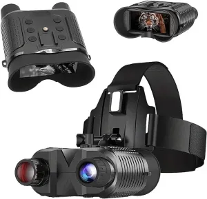 Head Mounted Night Vision Goggles with Head Strap and 32GB SD Card, Digital Infrared Night Vision Binoculars for Adults, 8X Digital Zoom
