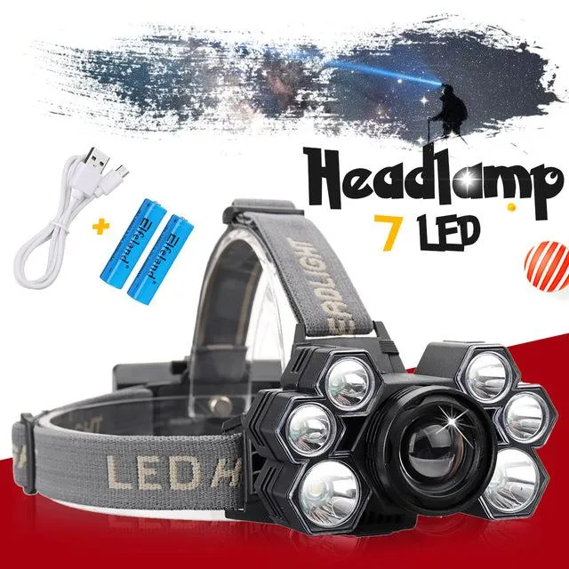Headlight 60000lm USB Rechargeable Headlamp 3*T6 4*Q5 LED Head Lamp Zoom Fishing Flashlight Torch Head Light 18650 Battery