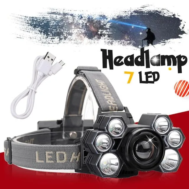 Headlight 60000lm USB Rechargeable Headlamp 3*T6 4*Q5 LED Head Lamp Zoom Fishing Flashlight Torch Head Light 18650 Battery