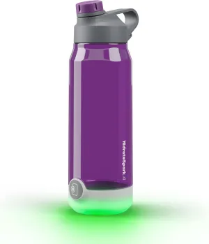 Hidrate Spark TAP Smart Water Bottle – Tritan Plastic – Tap Phone to Track Water Intake, LED Glow Reminder When You Need to Drink – Chug Lid, 32 oz, Wildberry