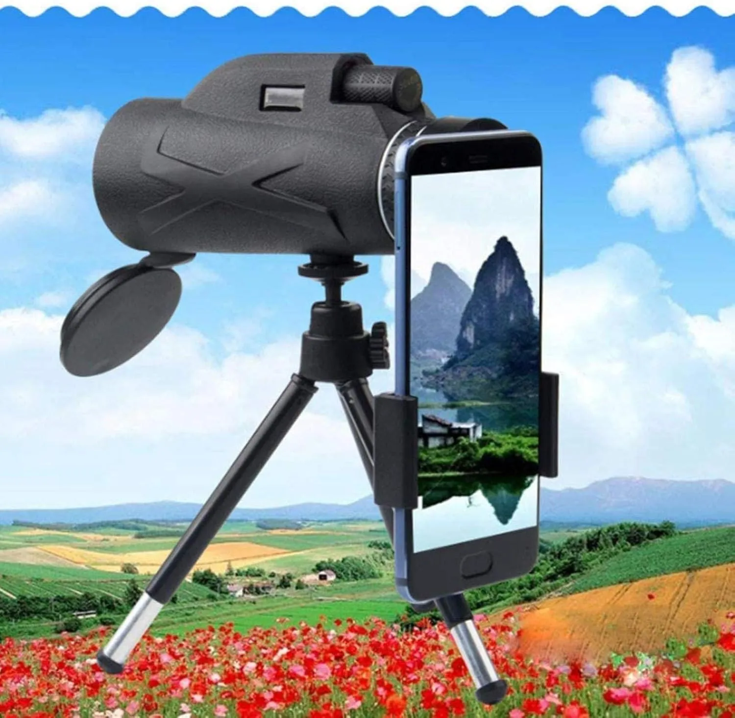 High Power Binoculars, 80X100 Hd Hiking Zoom Hunting Portable Waterproof Outdoor Camera Optical Lens Photograph Monocular Telescope for Indoor/Outdoor
