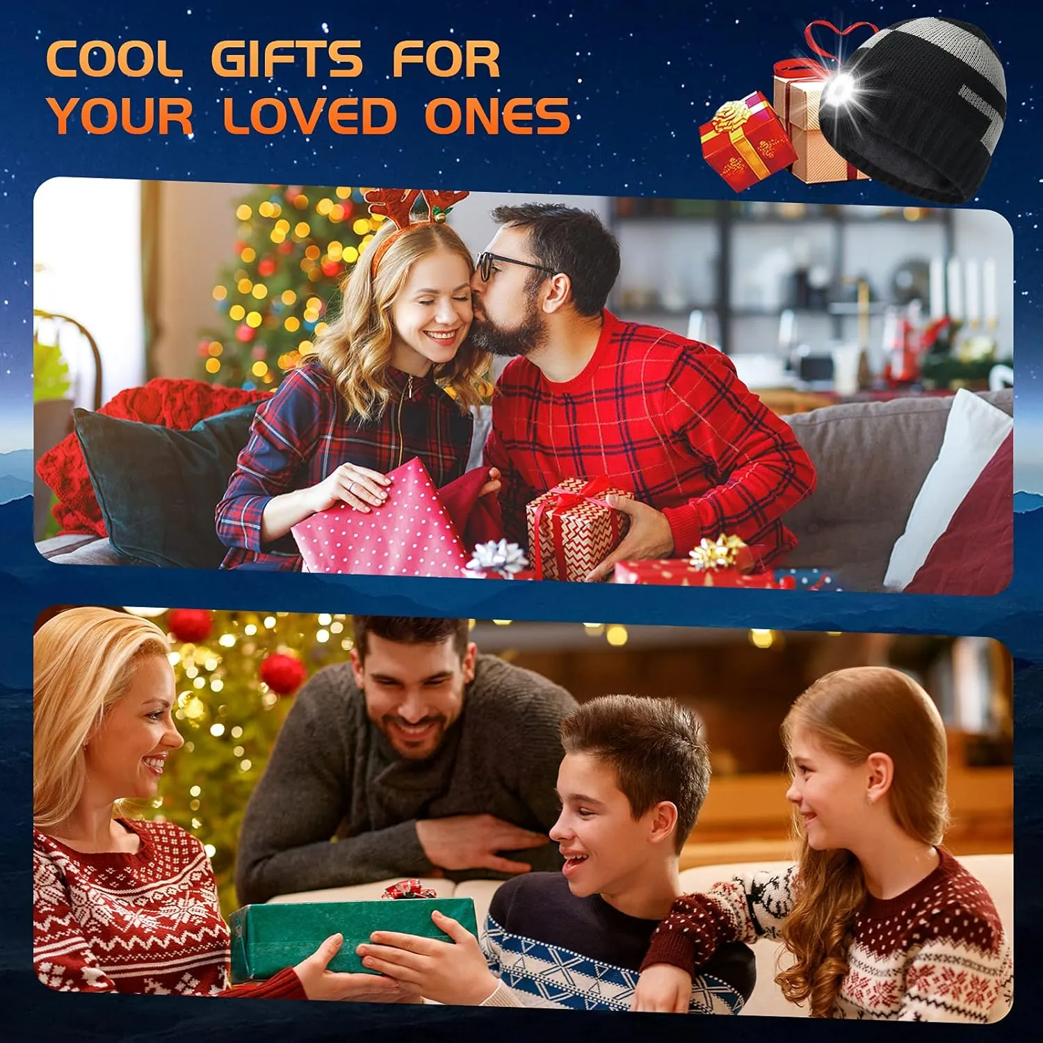 HIGHEVER LED Beanie Hat with Light: Christmas Stocking Stuffers for Men Adult Winter Gift