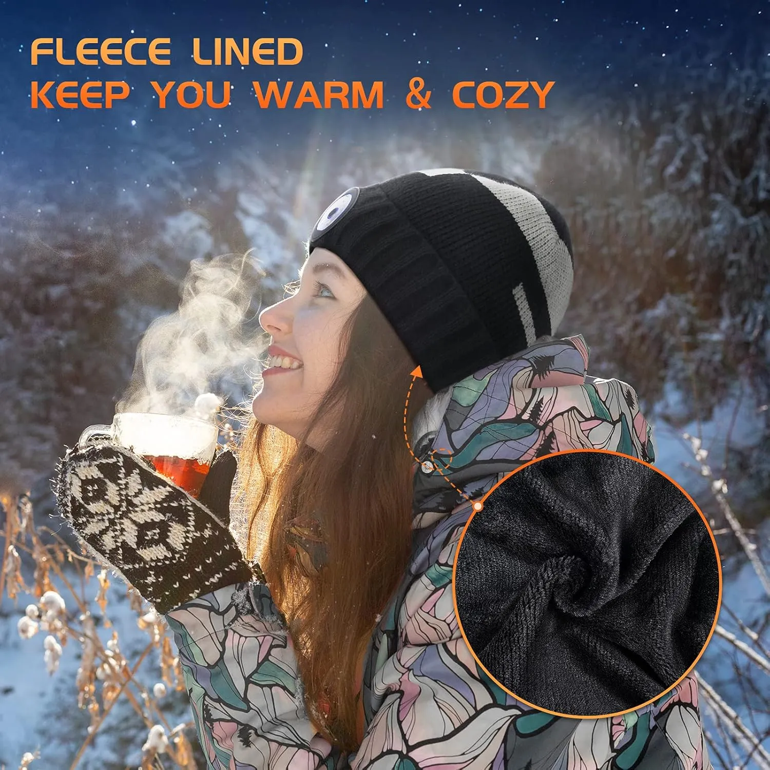 HIGHEVER LED Beanie Hat with Light: Christmas Stocking Stuffers for Men Adult Winter Gift