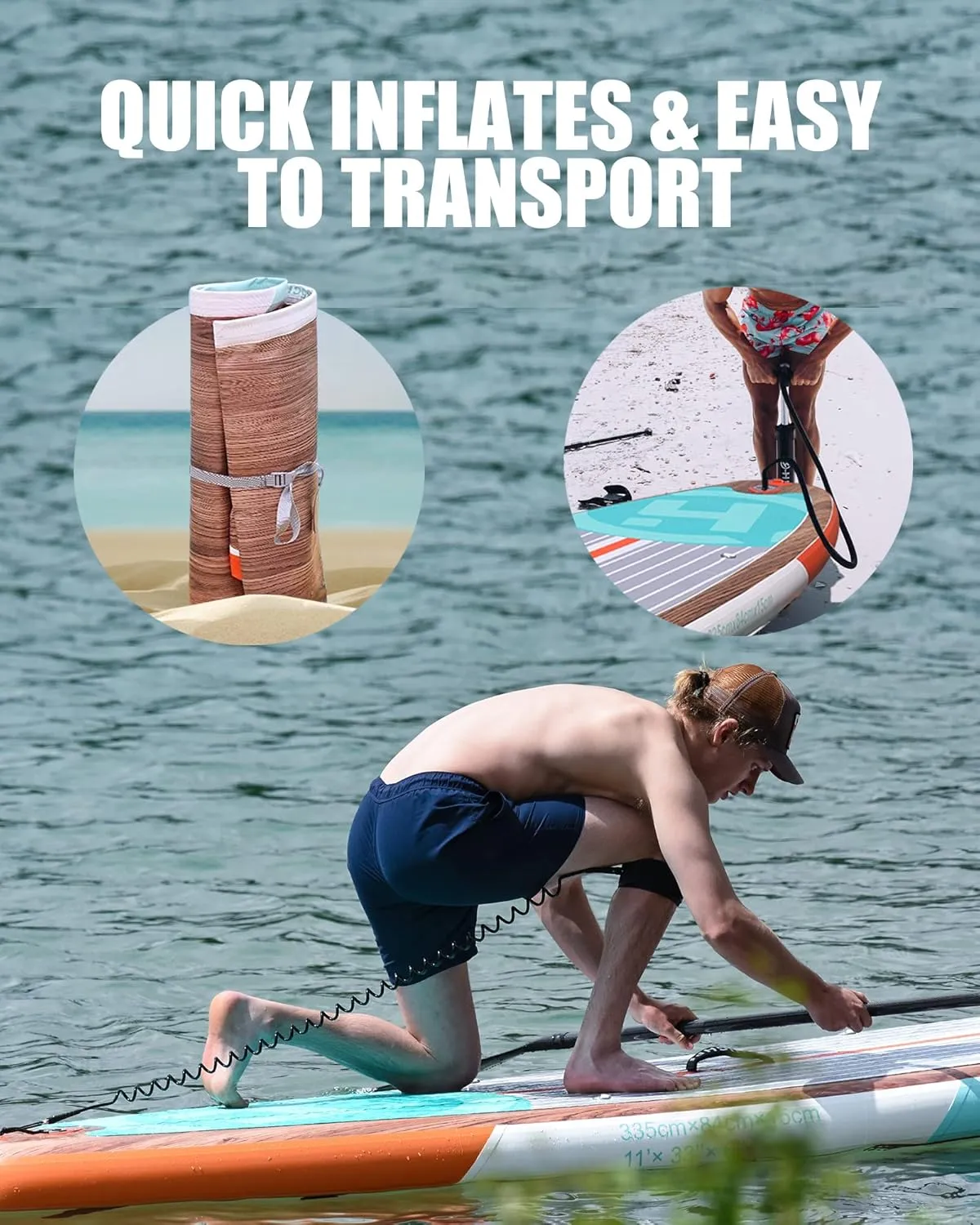 Highpi Inflatable Stand Up Paddle Board Premium SUP Accessories, Backpack, Wide Stance, Surf Control, Non-Slip Deck, Leash, Paddle and Pump, Standing Boat for Youth and Adult
