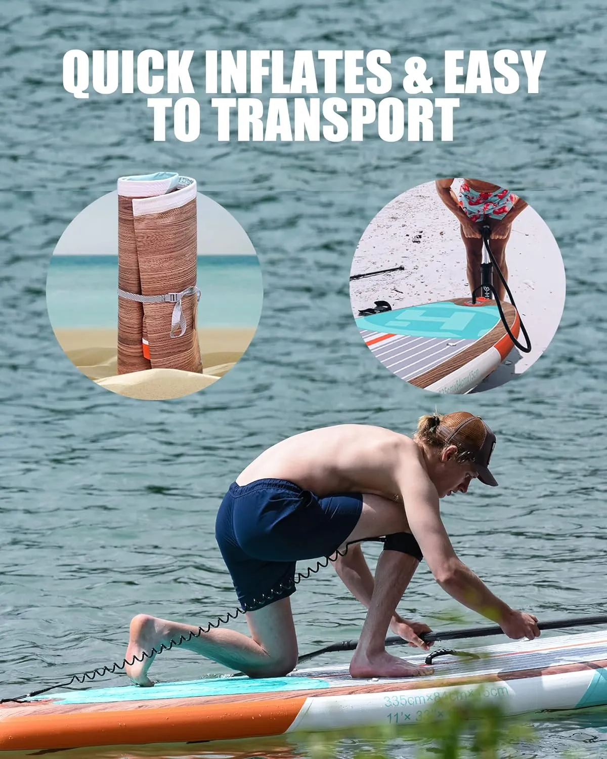 Highpi Inflatable Stand Up Paddle Board Premium SUP Accessories, Backpack, Wide Stance, Surf Control, Non-Slip Deck, Leash, Paddle and Pump, Standing Boat for Youth and Adult