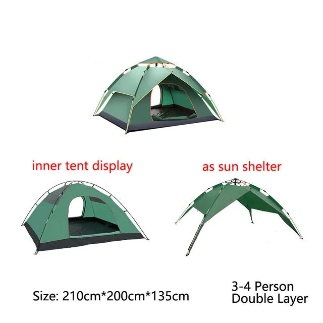 Hiking Camping Backpacking 3-4 Layer Tent Tent, Instant Family Top-choice Tent Setup Person Automatic Client-approved Double Travel Protable for