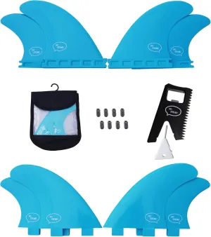 Ho Stevie! FRP Quad (4) Surfboard Fins - Speed and Drive - Stronger Than Regular Nylon Fins - Includes Fin Bag, Screws, Wax Comb and Fin Key