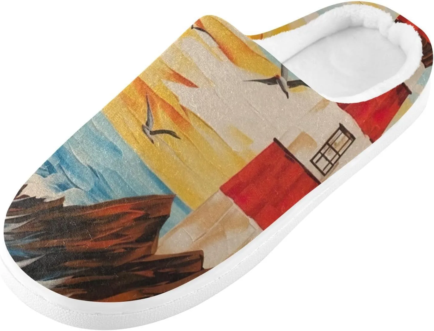 House Fuzzy Slippers Lighthouse Ocean Seagull Anti-Slip Warm Shoes for Womens & Men 20853273
