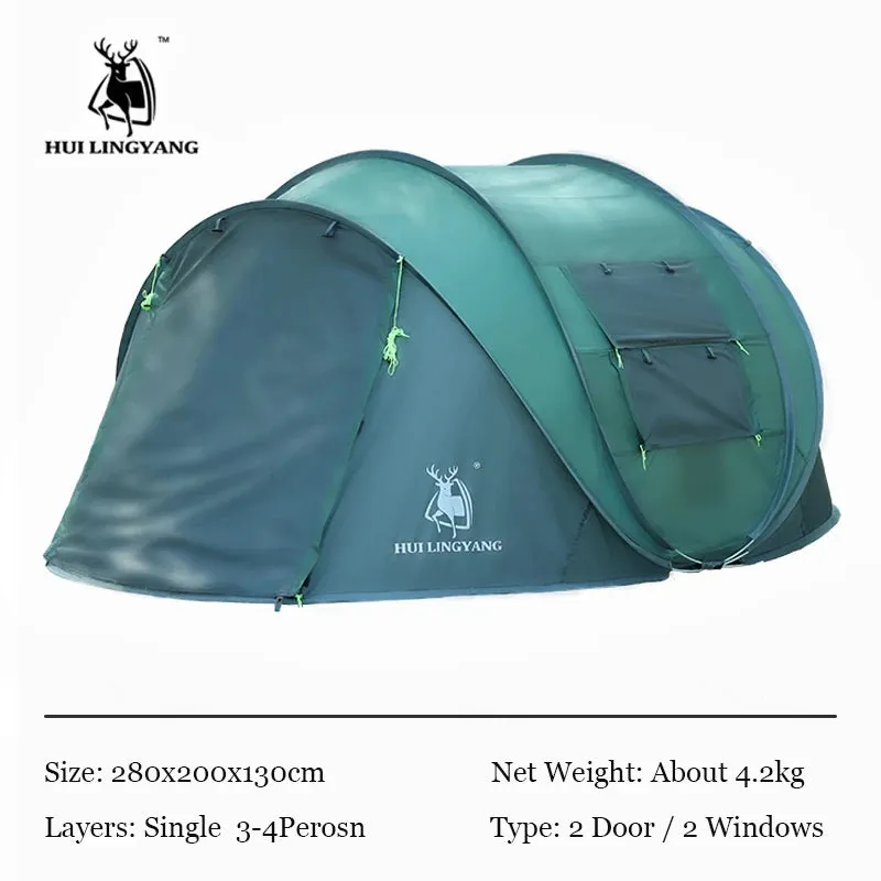 HUI LINGYANG throw tent outdoor automatic tents throwing pop up waterproof camping hiking tent waterproof large family tents
