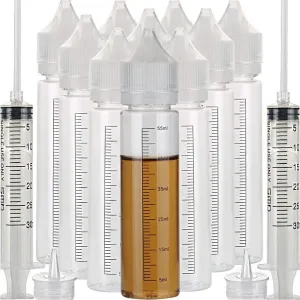 HUIZHU 10pcs 60ml Unicorn Dropper Bottle (White, 60ml x 10pcs) - Reusable, Plastic, Slim Neck, Chrome Finish - Ideal for Juices, Arts and Crafts, Personal Care Products