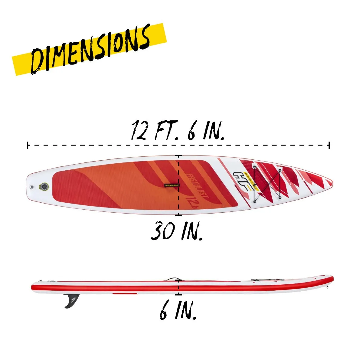 Hydro-Force 12FT 6 SUP Inflatable Stand Up Paddle Board Set  FastBlast