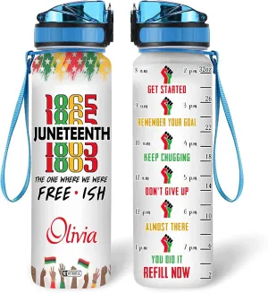 Hyturtle Personalized 1865 Juneteenth Pride History African American 32oz Liter Motivational Water Bottle, Customized Name With Time Marker, Gifts For Black Women Men On Juneteenth Independence Day