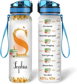 Hyturtle Personalized Book Lovers 32 Oz Liter Motivational Water Bottle, Books Customized Name Water Bottle With Time Marker, Reading Lovers Gifts For Women Girl On Birthday, Mother Day's