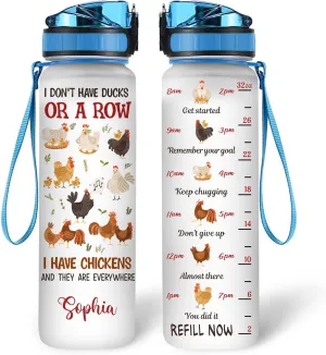 Hyturtle Personalized Chicken Gift For Women - I Don't Have Ducks I Have Chickens Customized Name 32oz 1Liter Motivational Water Bottle, Farm lovers Gift For Mom Girl Women On Christmas, Birthday