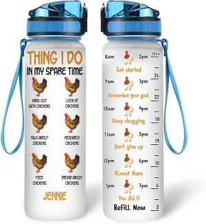 Hyturtle Personalized Chicken Gift For Women - Thing I Do In My Spare Time Customized Name 32oz 1Liter Motivational Water Bottle, Farm lovers Gift For Mom Girl Women On Christmas, Birthday
