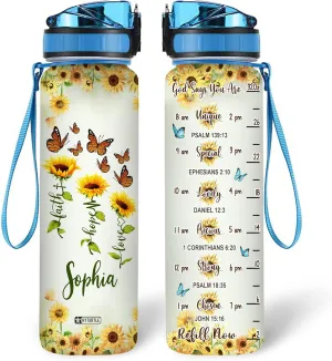 Hyturtle Personalized Faith Hope Love Sunflower Butterfly 32oz Liter Motivational Water Bottle, Customized Name Tracking Water Bottle Gifts For Women Butterfly Lovers, Sunflower Lovers On Birthday Hyturtle Personalized Faith Hope Love Sunflower Butterfly 32oz Liter Motivational Water Bottle, Customized Name Tracking Water Bottle Gifts For Women Butterfly Lovers, Sunflower Lovers On Birthday