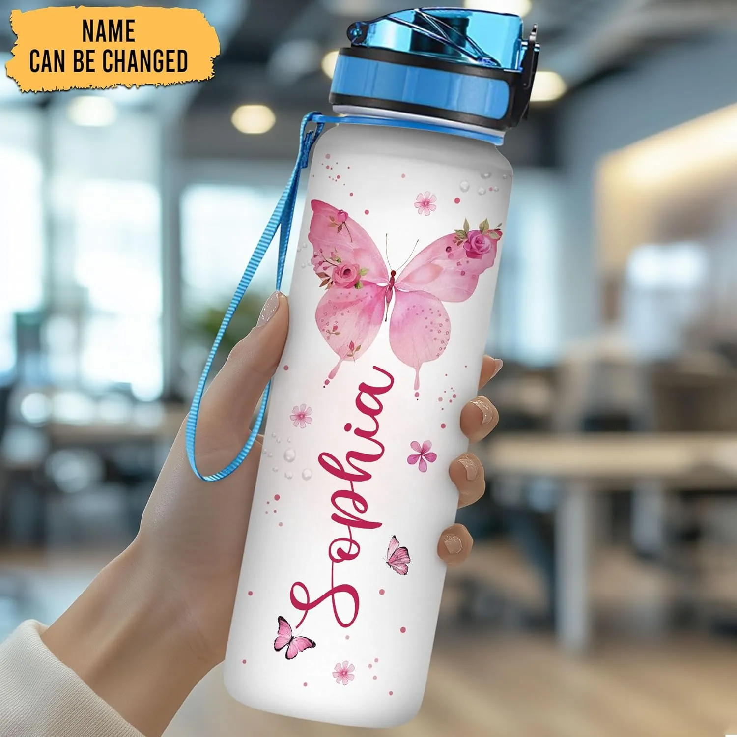 Hyturtle Personalized Jesus Christian Butterfly 32oz Liter Motivational Water Bottle, Customized Name Tracking Water Bottle With Time Marker Gifts For Women, Butterfly Lovers on Birthday