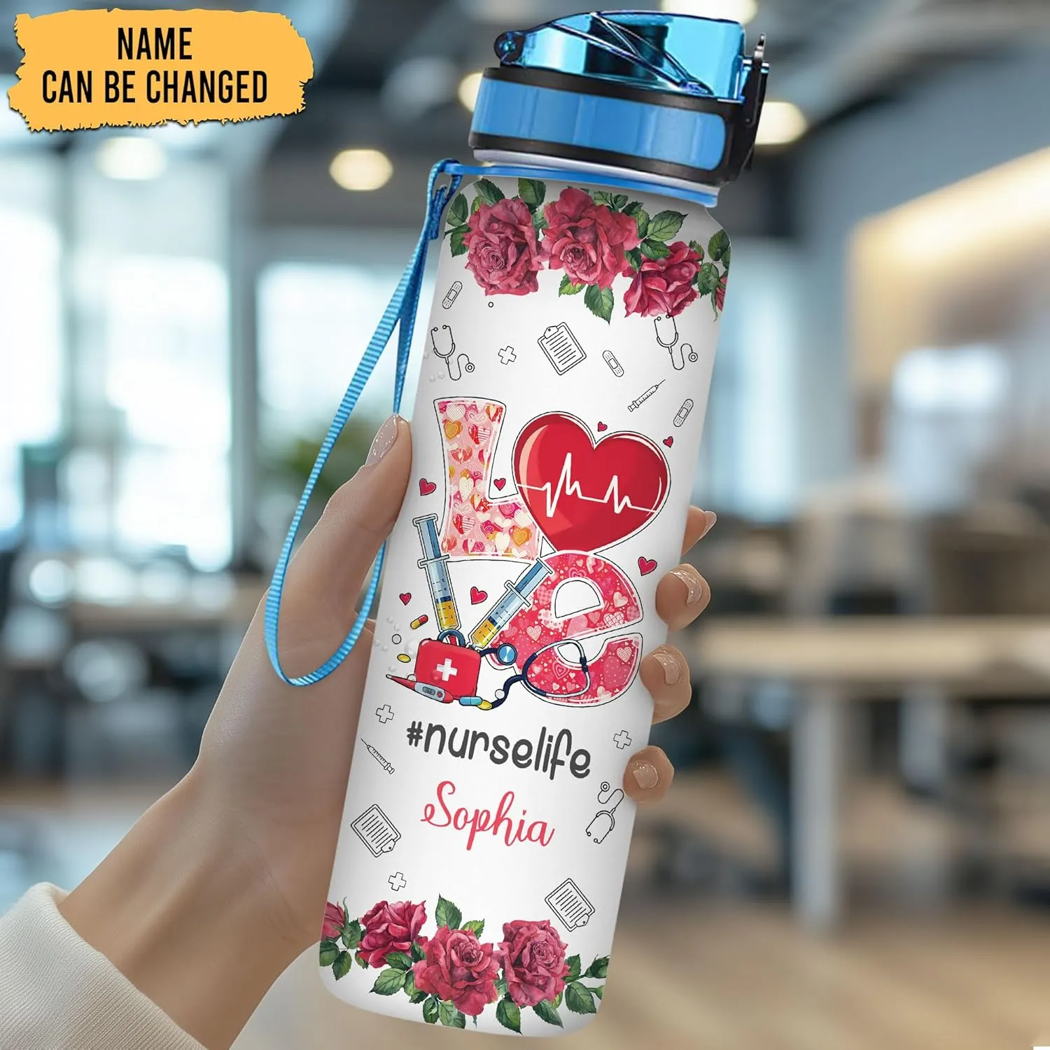 Hyturtle Personalized Nurse Life 32oz Liter Motivational Water Bottle, Customized Name Water Bottle Funny Nurse, Gifts For Nurses Graduation, Appreciation Present For Women Coworkers