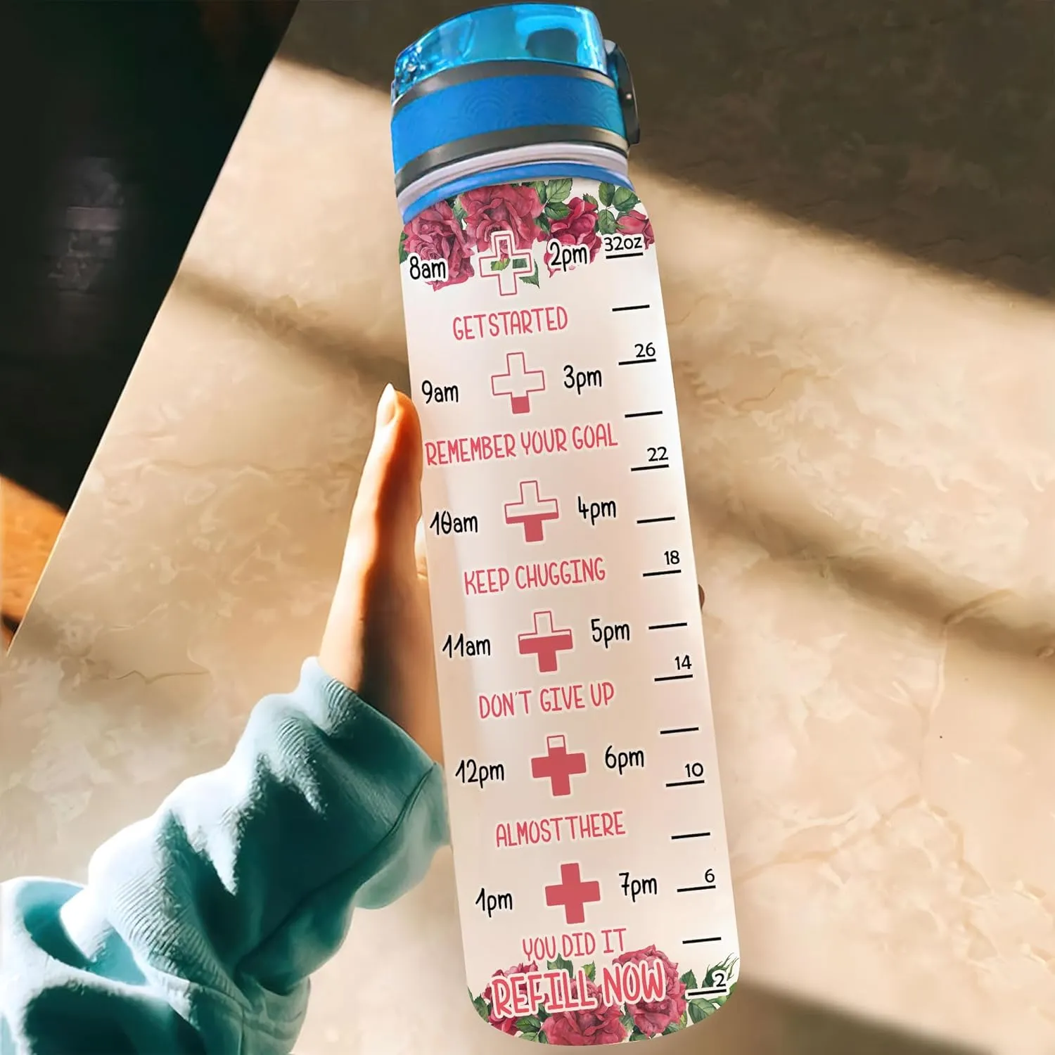 Hyturtle Personalized Nurse Life 32oz Liter Motivational Water Bottle, Customized Name Water Bottle Funny Nurse, Gifts For Nurses Graduation, Appreciation Present For Women Coworkers