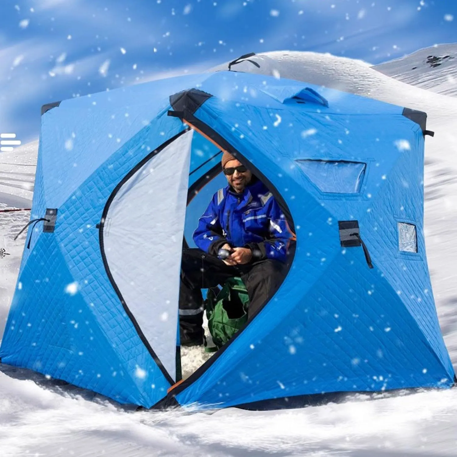 ice Fishing Tent ice Fishing shelter Insulated Winter Portable Thickened Cold-Proof, Wind-Resistant and Warm Tent for 2-3 People(Color:3)