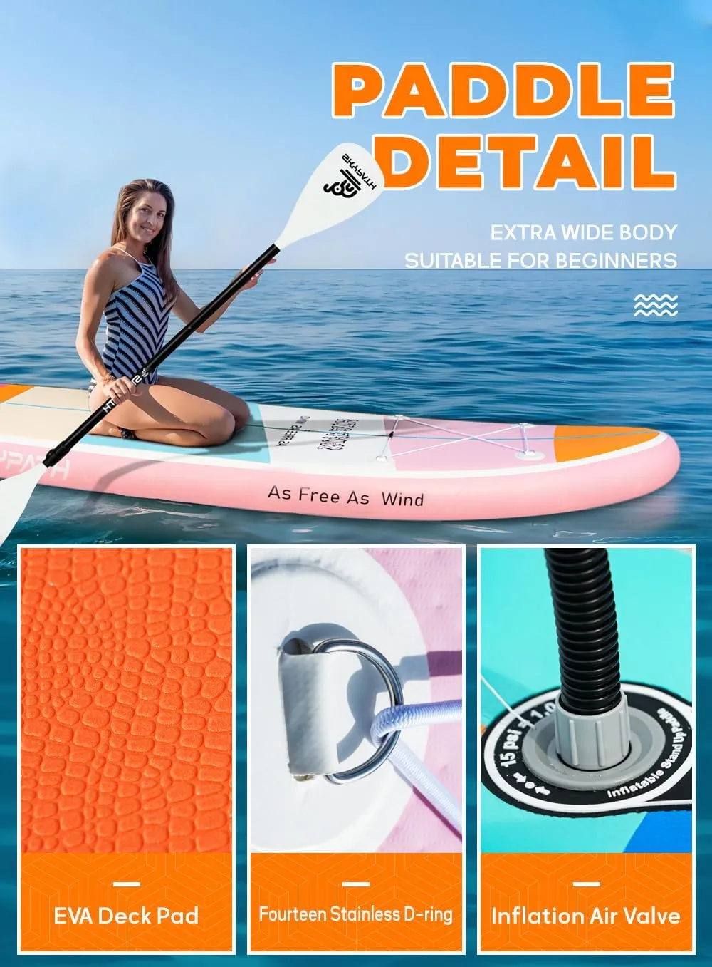 Inflatable Stand Up Paddle Board,10'6''*32''/11'*34'' Ultra-Light SUP Board,Blow Up Paddle Board, Wide Stable Family Board for Youth & Adults of All Skill Levels with Full Set of SUP Board Accessories