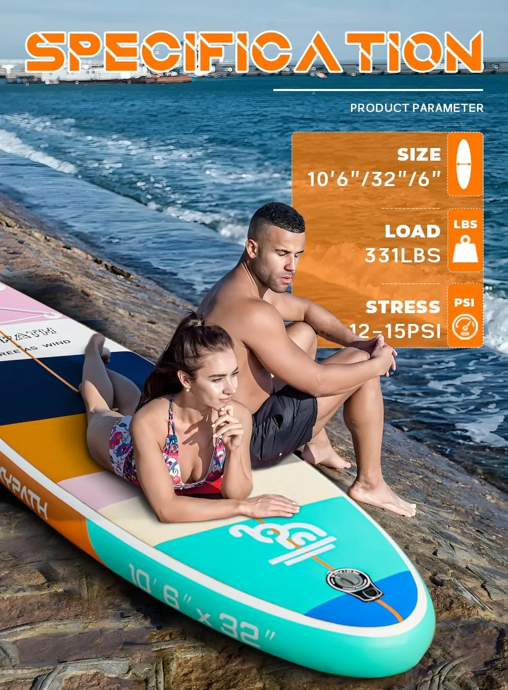 Inflatable Stand Up Paddle Board,10'6''*32''/11'*34'' Ultra-Light SUP Board,Blow Up Paddle Board, Wide Stable Family Board for Youth & Adults of All Skill Levels with Full Set of SUP Board Accessories