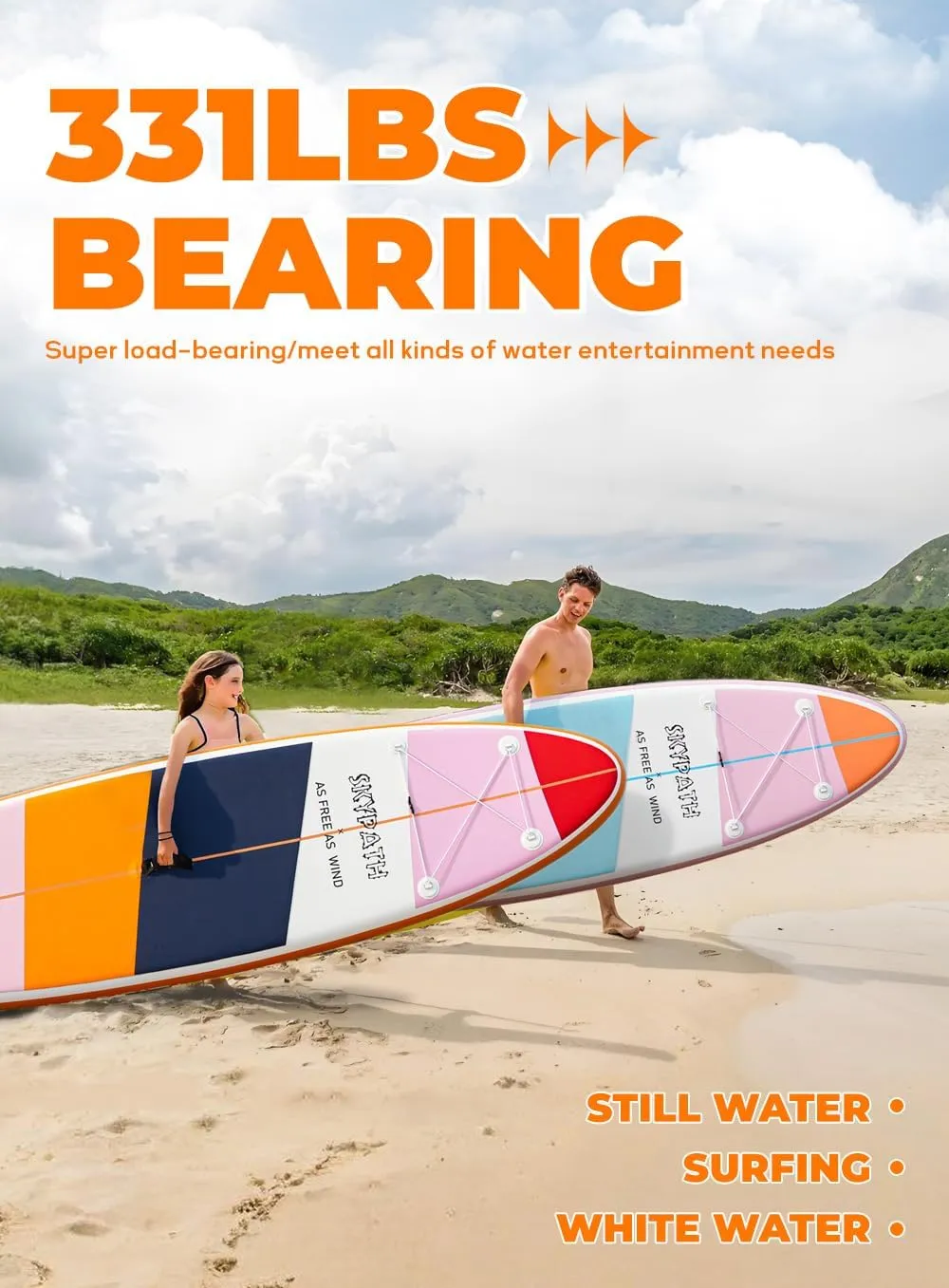 Inflatable Stand Up Paddle Board,10'6''*32''/11'*34'' Ultra-Light SUP Board,Blow Up Paddle Board, Wide Stable Family Board for Youth & Adults of All Skill Levels with Full Set of SUP Board Accessories