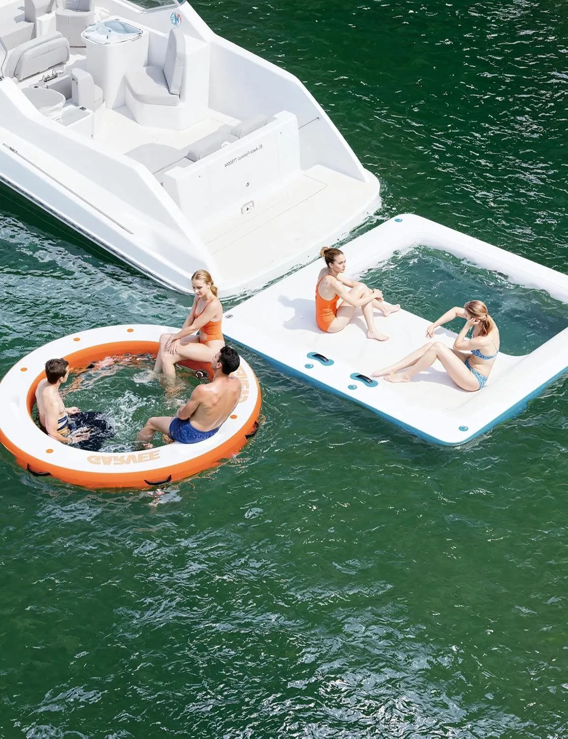 Inflatable Water Hammock Floating Dock Mesh, 10FT/8FT Sunchill Float Ring Heavy Duty River Floats Lake Raft for Tanning Pool Float Island Platform Pad Mat Party