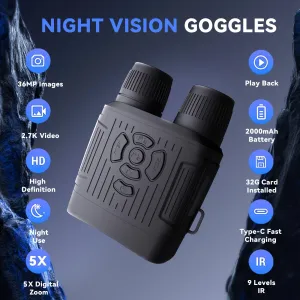 Infrared Night Vision Binoculars with 32GB Card for Camping  Hunting