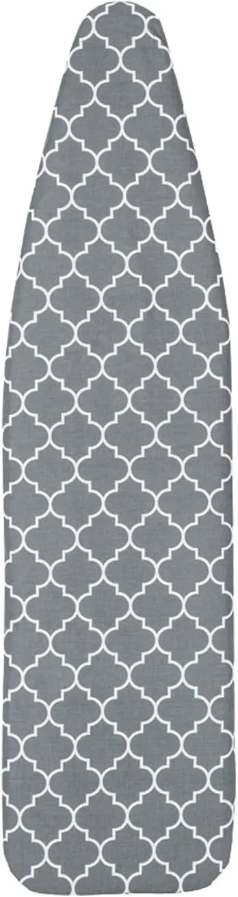 Ironing Board Cover and Pad (Grey Lattice), 100% Cotton with Ultimate Double Padding by Seymour Home Products; Fits Full Size Board | Stain and Scorch Resistant; Elastic Edge | Laundry Accessories
