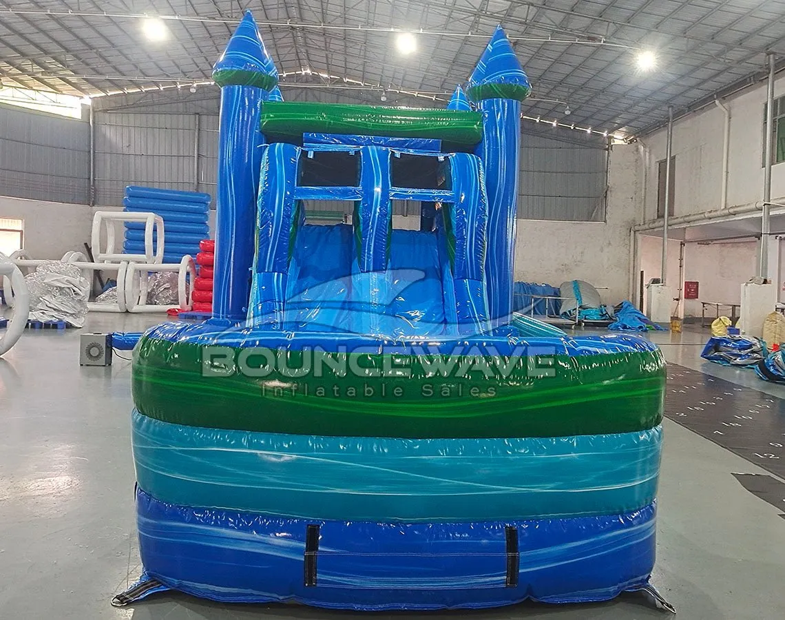 Island Drop Splash & Save Bounce House with Dual LaneSlide (Wet/Dry)