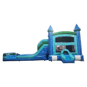 Island Drop Splash & Save Bounce House with Dual LaneSlide (Wet/Dry)