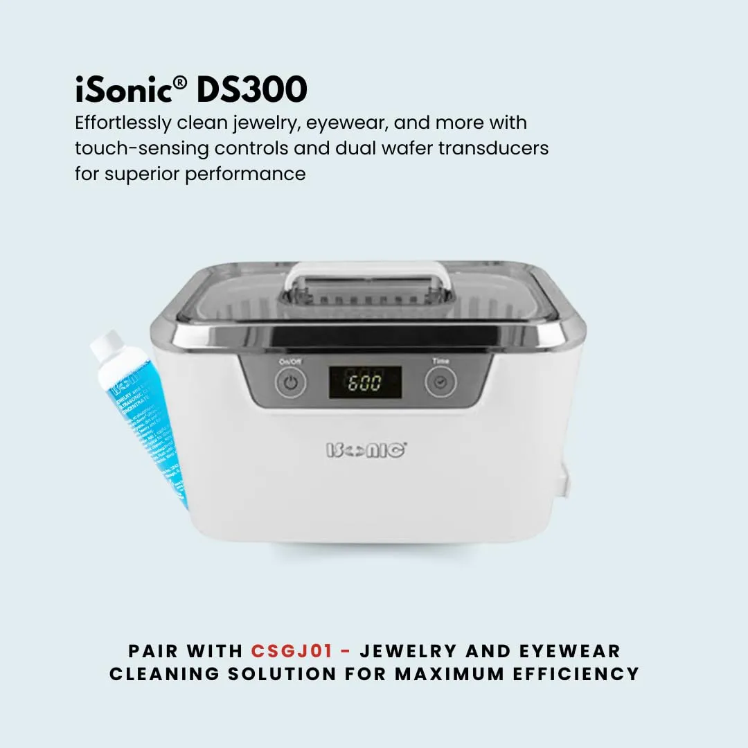 iSonic® Ultrasonic Jewelry Cleaner DS300 with Cleaning Solution Concentrate CSGJ01, 110V