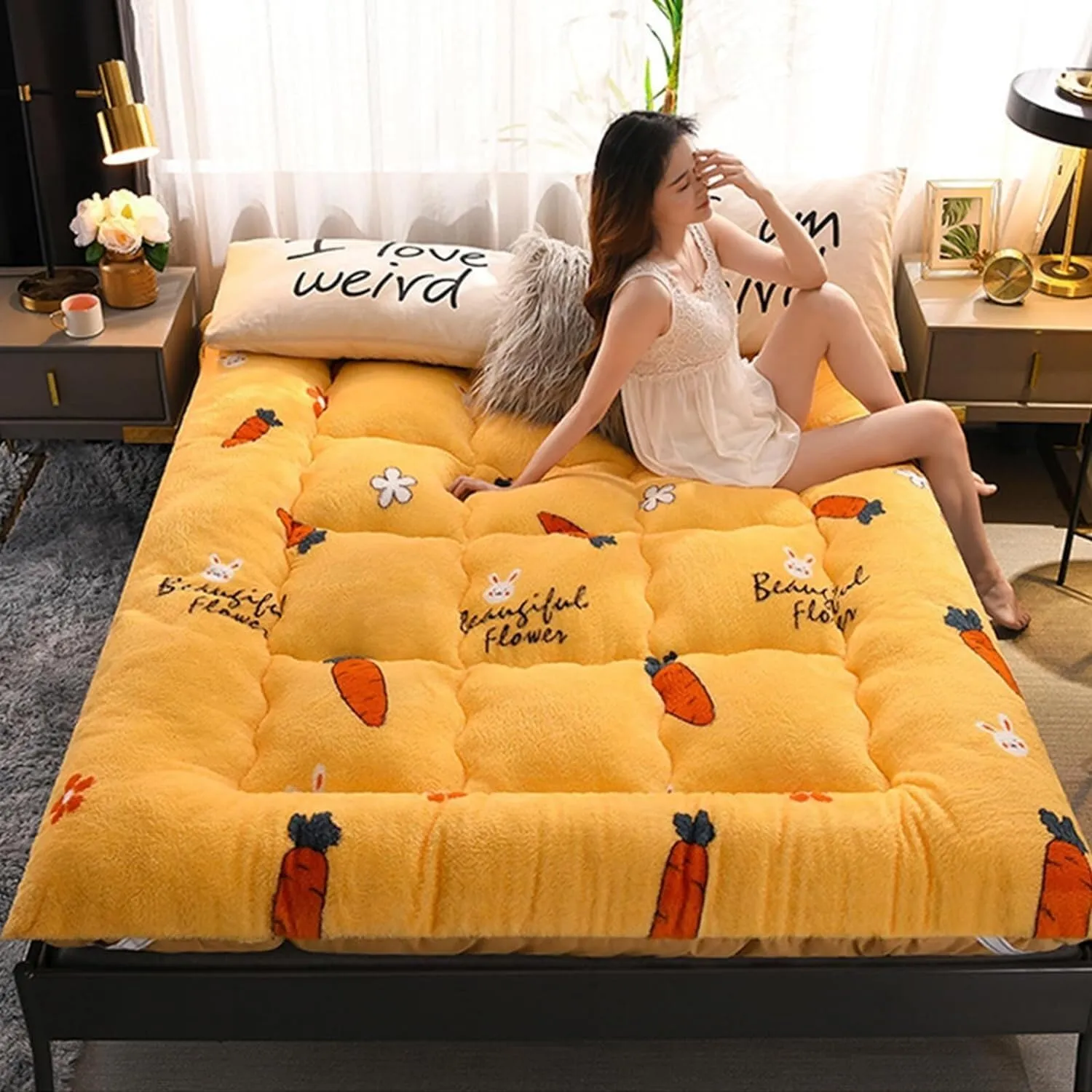 Japanese Mattress,Extra Thick Fluffy Floor Futon,Queen/King Size Futon,Foldable Guest Bed,Soft Sofa Mattress,Roll Up Sleeping Mat,Portable Travel Camping(B,Twin(39"x80"))