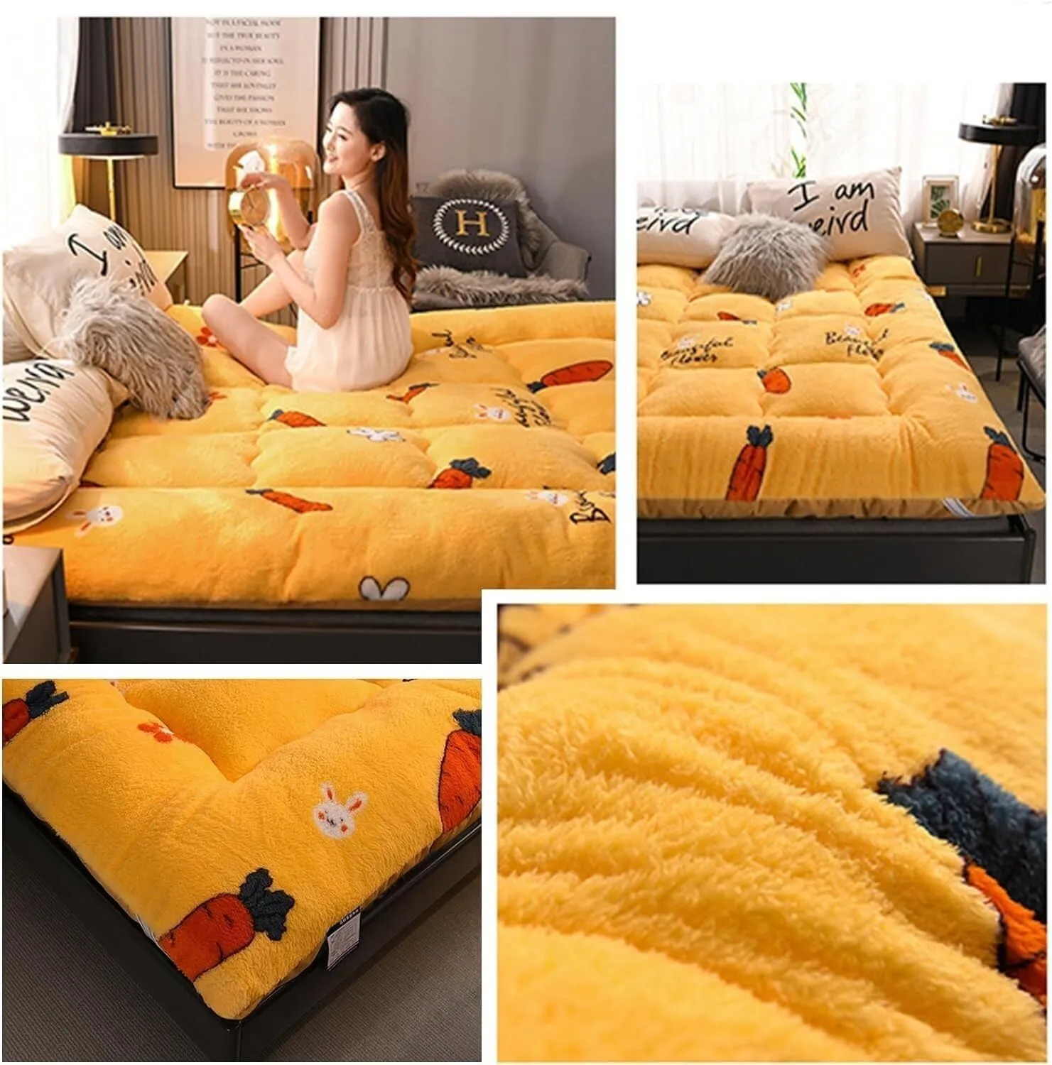 Japanese Mattress,Extra Thick Fluffy Floor Futon,Queen/King Size Futon,Foldable Guest Bed,Soft Sofa Mattress,Roll Up Sleeping Mat,Portable Travel Camping(B,Twin(39"x80"))