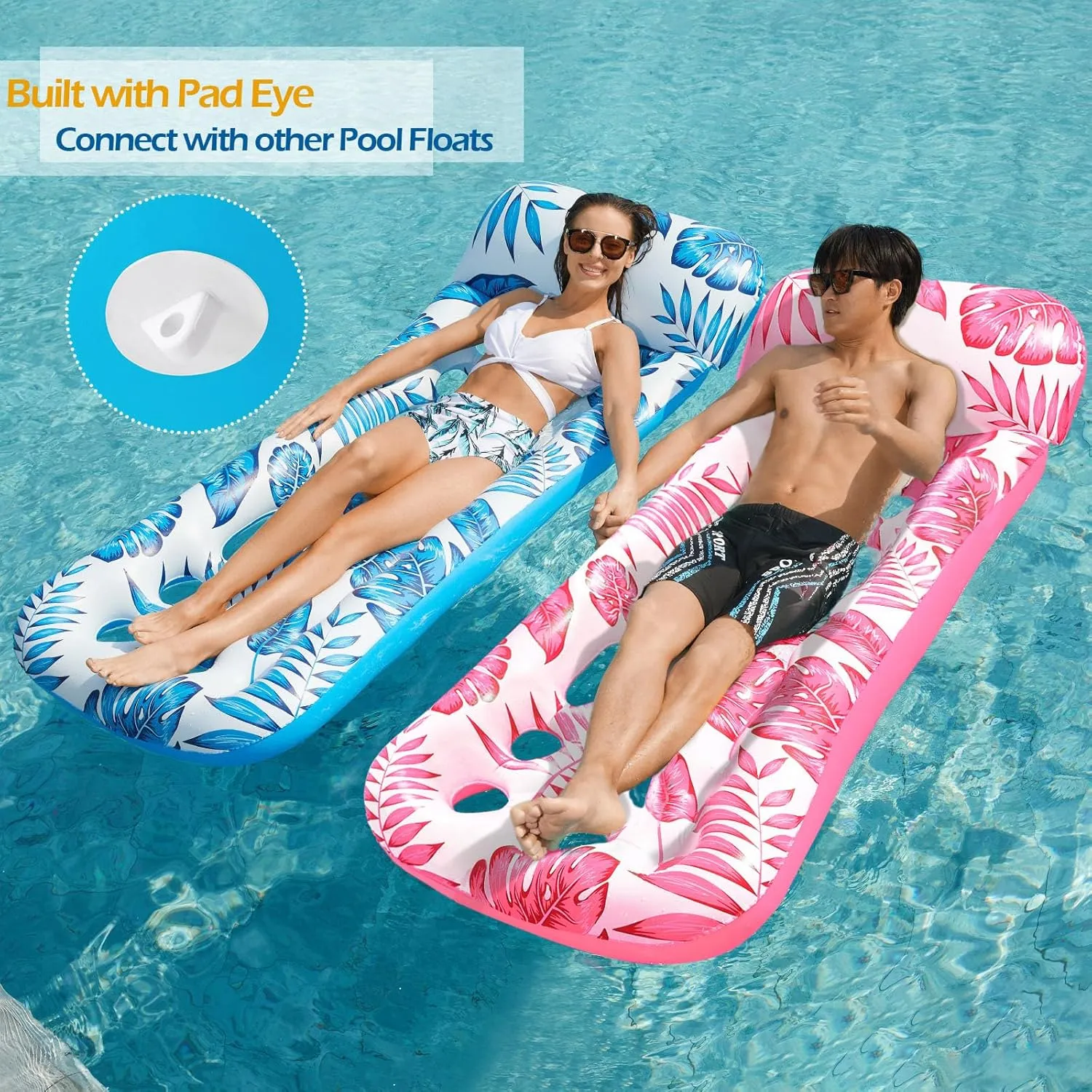 Jasonwell Inflatable Pool Float Lounge - 2 Pack Floaties Rafts for Adults Floating Lounger Sun Tanning Floats Cool Water Floaty Swimming Lake Beach Party Toys