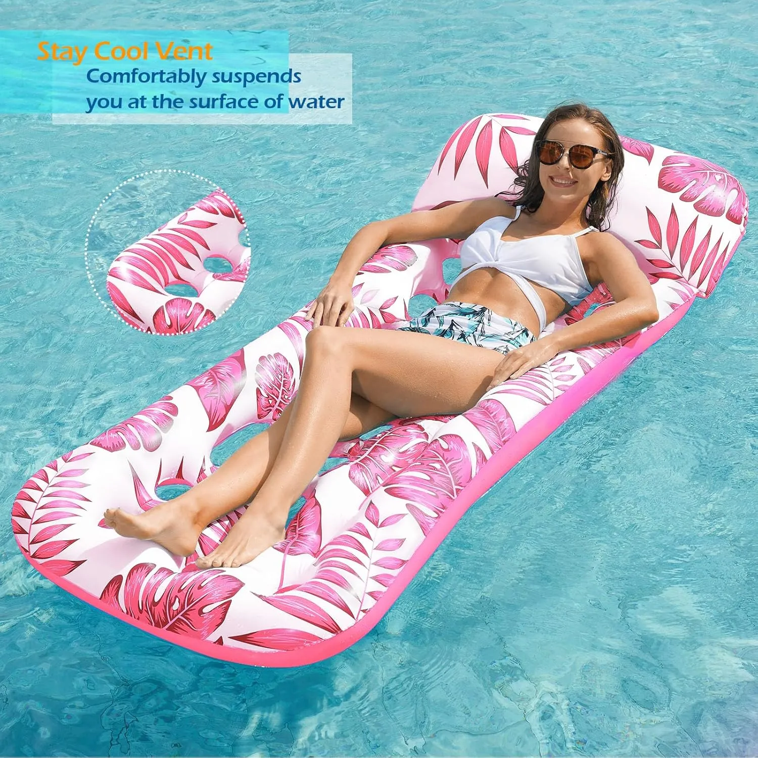 Jasonwell Inflatable Pool Float Lounge - 2 Pack Floaties Rafts for Adults Floating Lounger Sun Tanning Floats Cool Water Floaty Swimming Lake Beach Party Toys