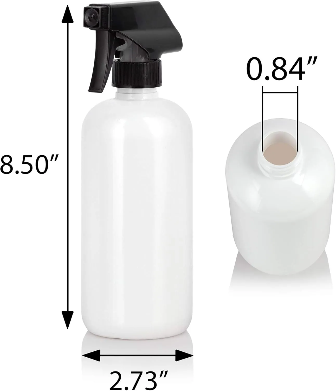 JUVITUS 16 oz White Plastic PET Boston Round Bottle with Black Trigger Spray (12 pack)
