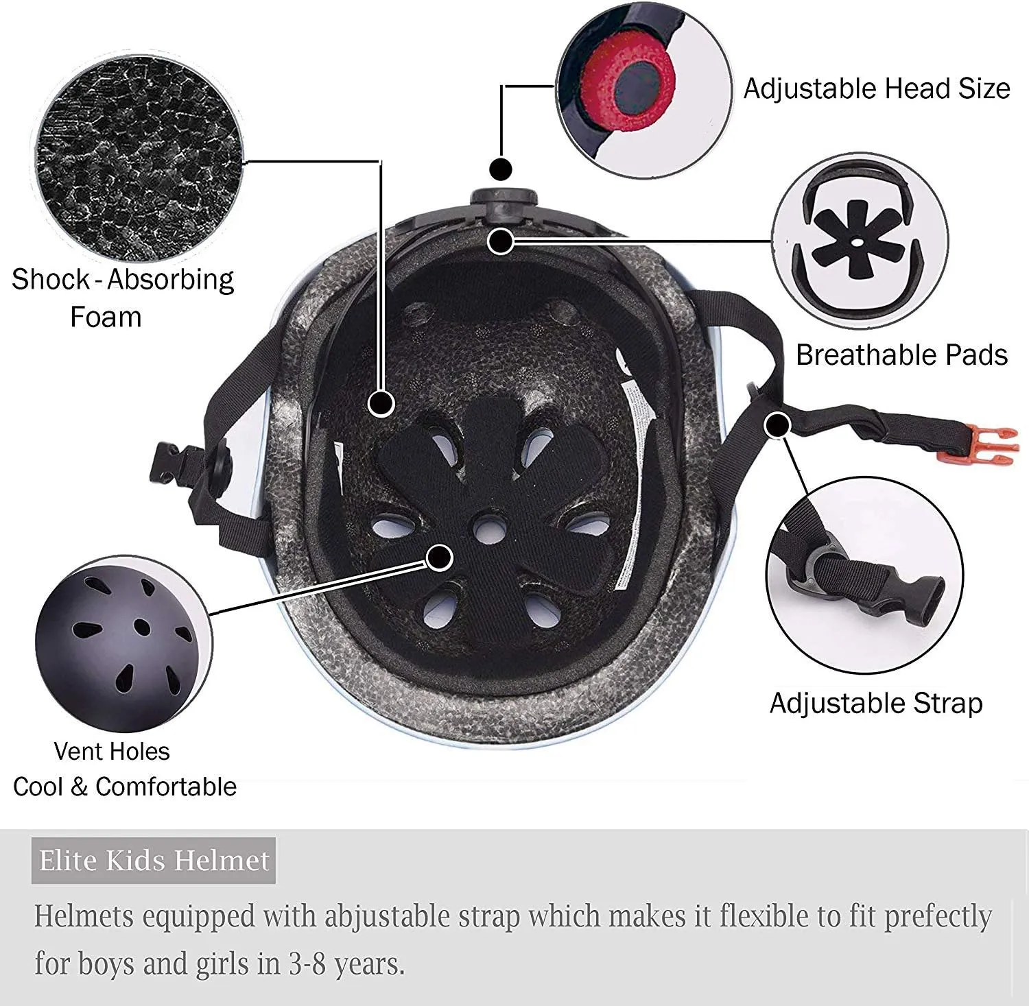 KAMUGO Kids Bike Helmet,Toddler Helmet Adjustable Kids Bicycle Helmet Girls Or Boys Ages 2-8/8-14 Years Old Multi-Sports for Cycling Skateboard Scooter