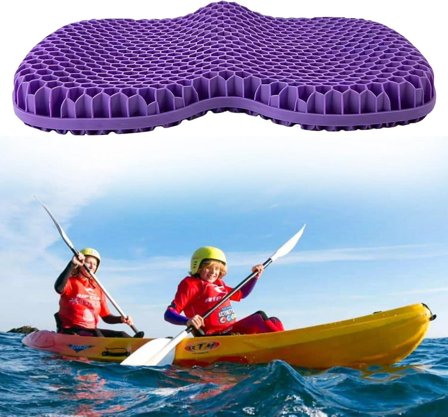 Kayak Gel Seat Cushion, Thicken Waterproof Seats Chair Cushions Kayak Seat Pad with Non Slip Cover for Sit in Inflatable Kayak Canoe Kayak Boat Accessories Equipment Gear for Fishing Kayaking