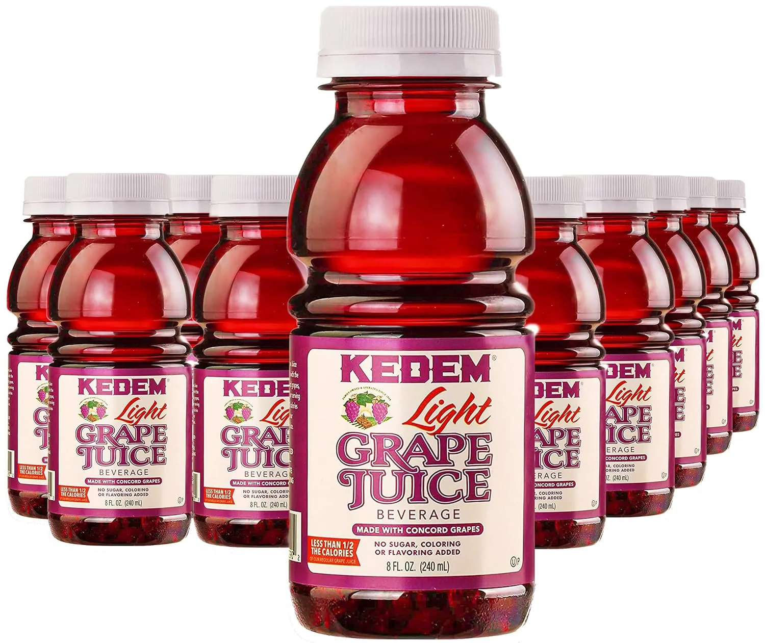 Kedem, Light Concord Grape Juice, 8oz Plastic Bottle, (24 Pack) Less Sugar, Less Calories!