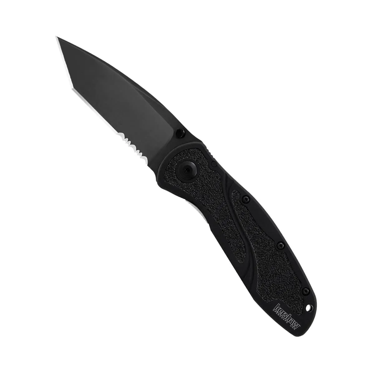 Kershaw Blur Tanto Black Pocketknife, 3.4" Sandvik 14C28N Stainless Steel Recurved Blade, Assisted Thumb-Stud Opening EDC