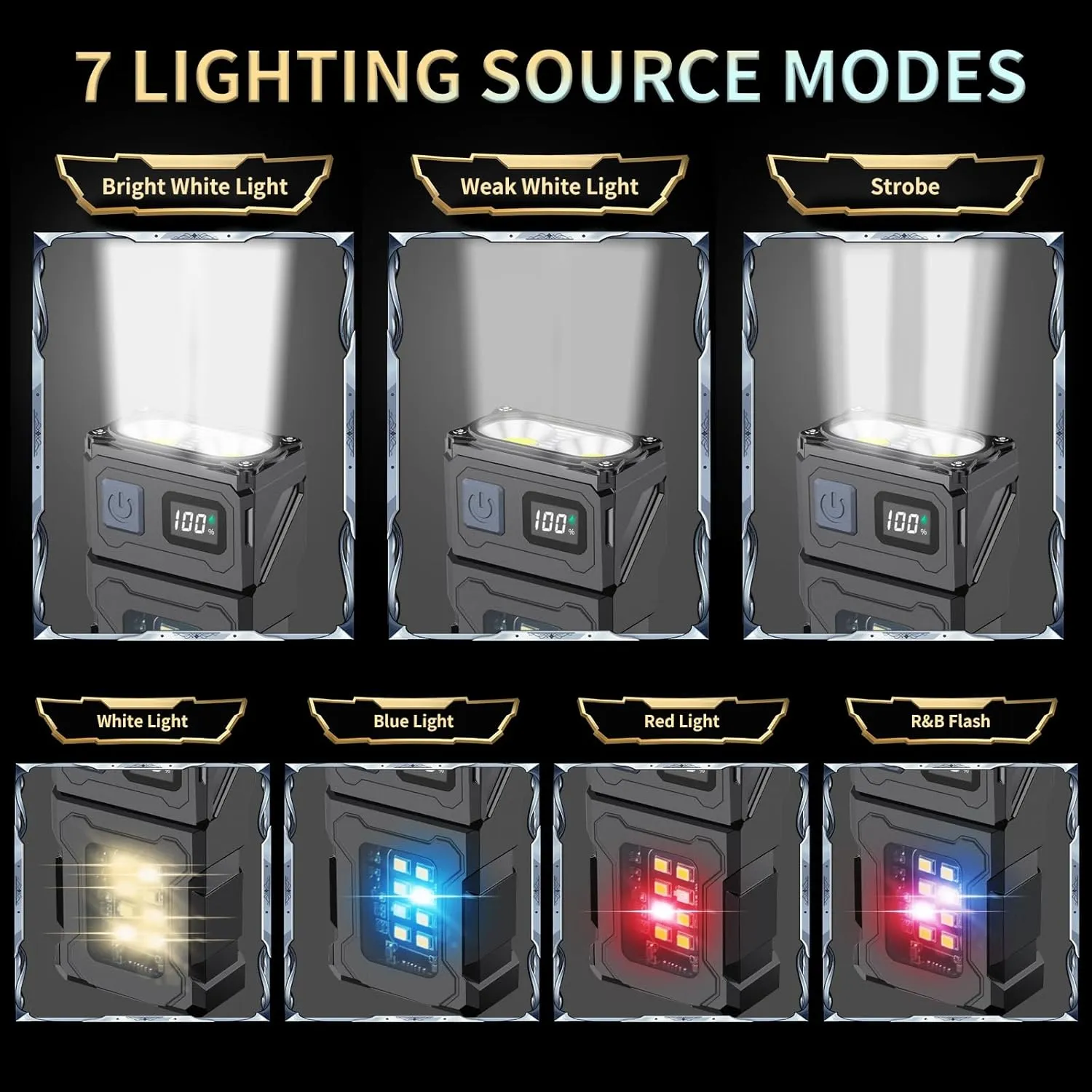 Keychain Flashlight Hight Lumen, Rechargeable EDC Flash Light 850 Lumens with Back Clip, Small Compact Magnetic LED Flash Lights for Walking, Cycling, Emergency, Red Signaling Tool