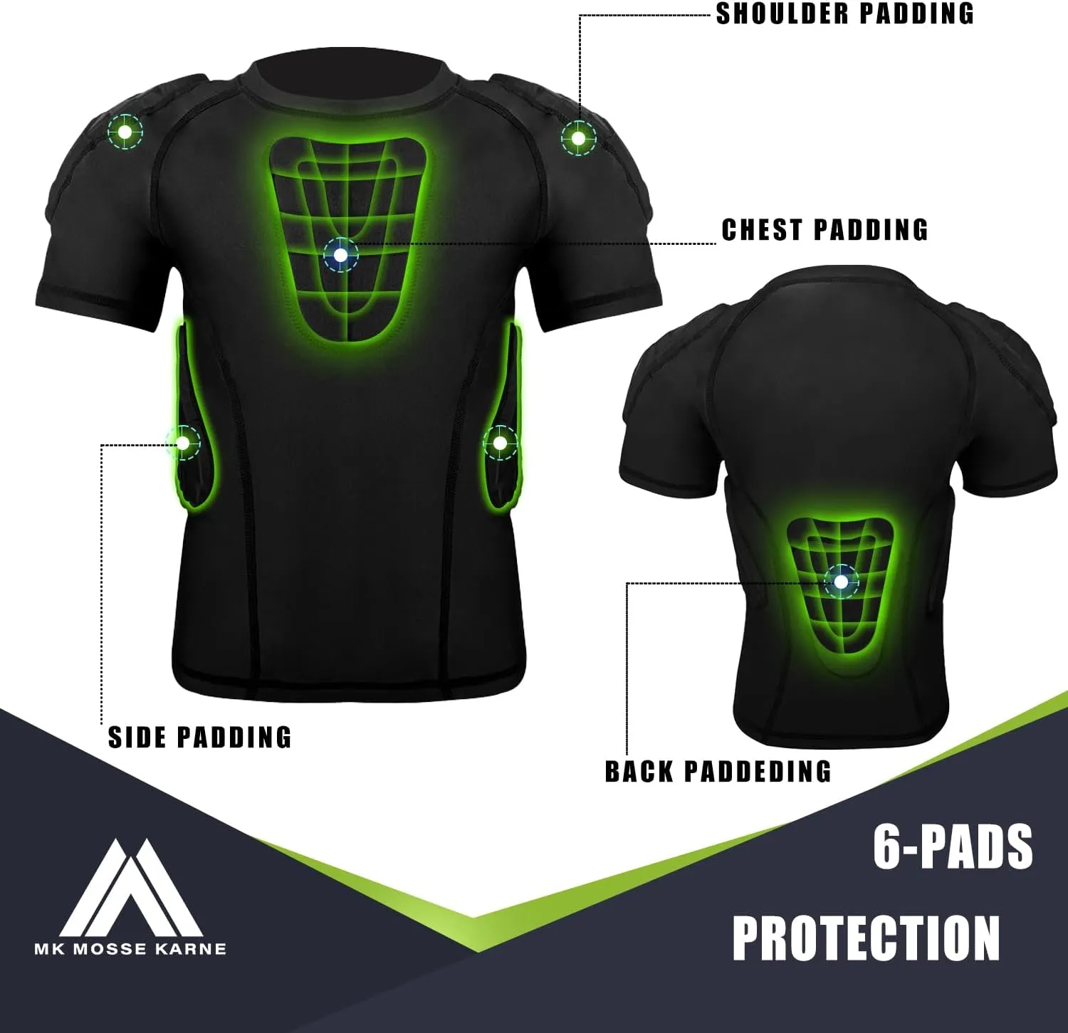 Kids Boys Padded Compression Shirt Chest Protector for Baseball Paintball Football Rid Protector Heart Guard Protective Shirt