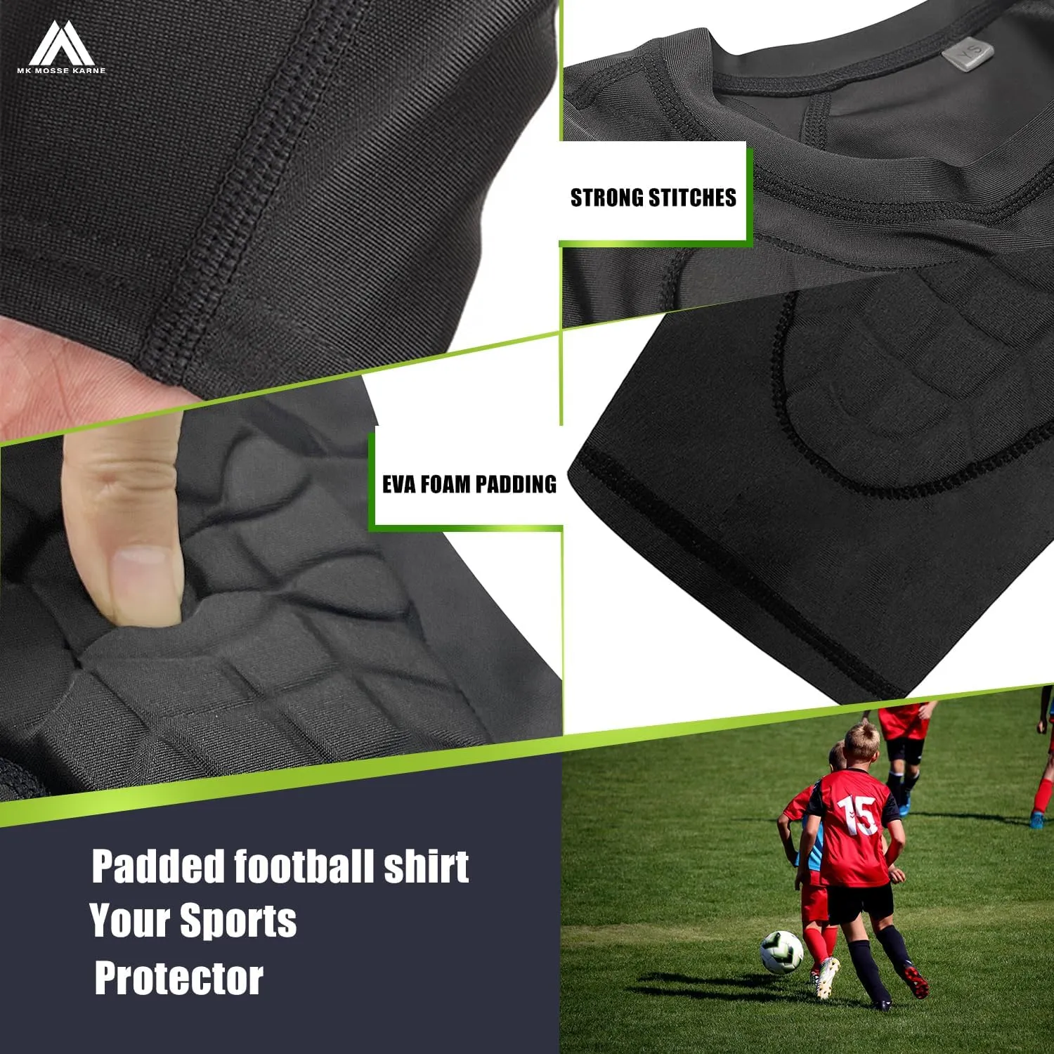 Kids Boys Padded Compression Shirt Chest Protector for Baseball Paintball Football Rid Protector Heart Guard Protective Shirt