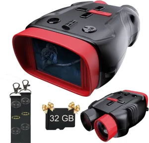 Kids Camera & Night Vision Goggles for Kids Boys and Girls, Christmas Birthday Gifts, Night Vision Binoculars with 32GB Memory Card(Black)